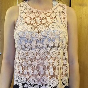 Blush lace tank top